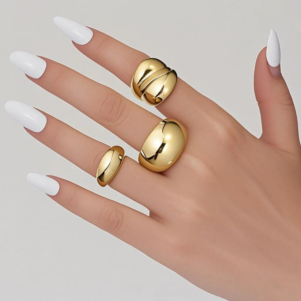Adjustable Chunky Round Ball Open Ring Articulated Joint Finger Band Geometric Dome Style for Women Daily Fashion