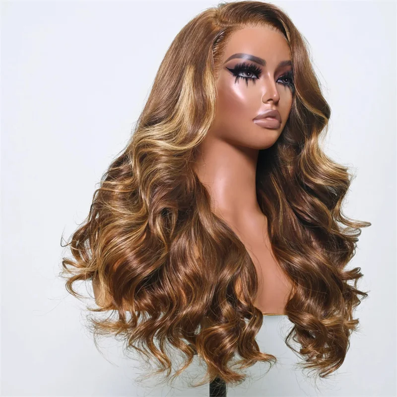 30inch Silk Top Highlight Blond Body Wave 5x5 Silk Base Jewish Human Hair Wig With Baby Hair HD Lace European Hair Preplucked