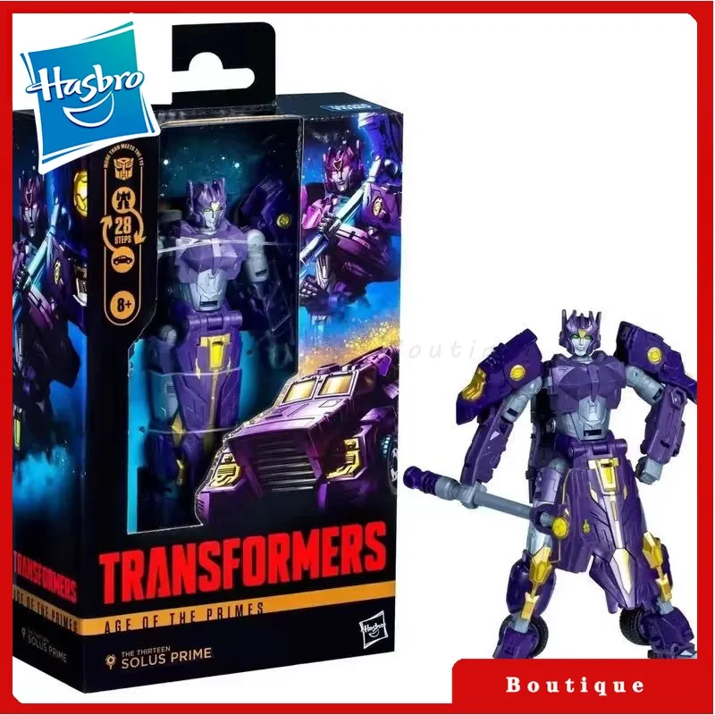 En stock Hasbro Transformers juguetes Age Of The Primes Deluxe Class Solus Prime Anime Autobots pasatiempos regalos coleccionables