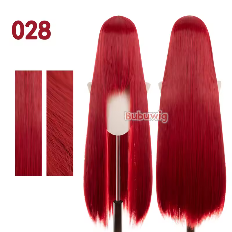 Bubuwig Synthetic Hair 100cm Long Straight Pure Color Cosplay Wigs Over 100 Colors Black White Red Blue Brown Wig Heat Resistant - Image 4