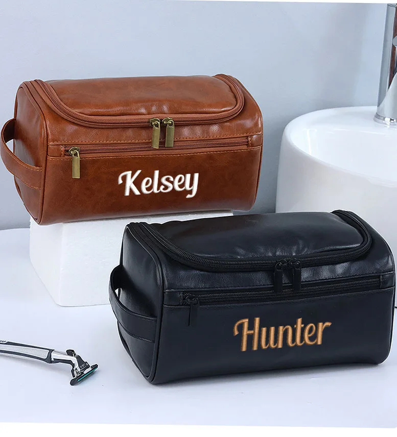 Personalized embroidery large waterproof ladies make-up bag cosmetics bathroom shaving bag men travel business handbag image 6