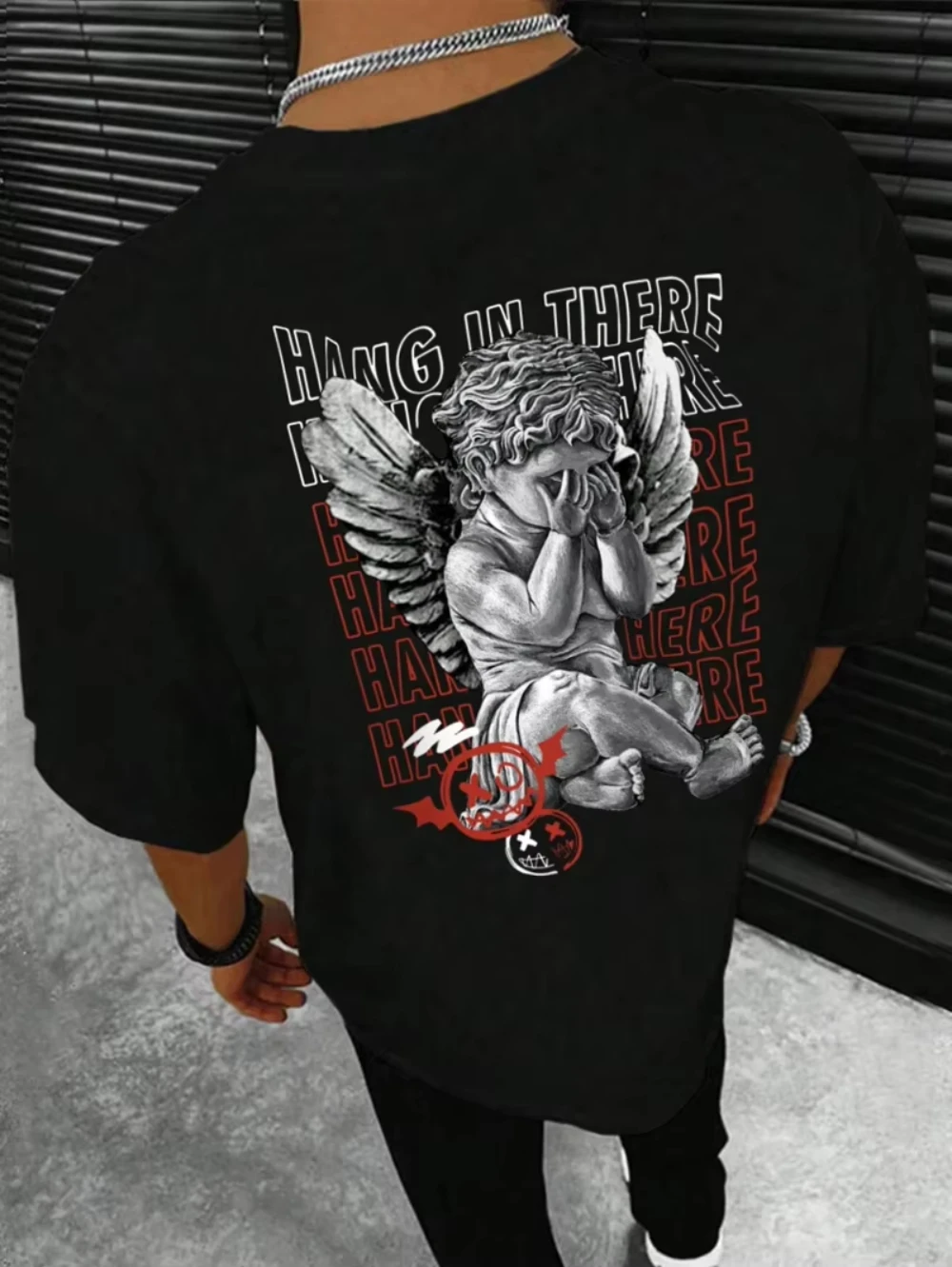 

Хлопковая футболка с надписью «Ангел», мужская роскошная брендовая модная футболка большого размера, повседневная уличная одежда с короткими рукавами, классическая футболка с принтом S-4XL