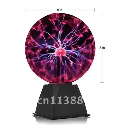 Novidade Magic Crystal Plasma Ball Nightlight, Lâmpada de Toque, Night Light LED, Aniversário, Natal, Kids Gift, Decoração de Iluminação, Esfera, 8"