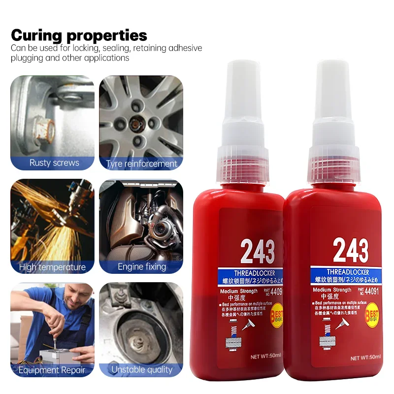 Threadlocker 222 242 243 263 271 272 290 Blue Screw Glues Thread Locking Agents Anaerobic Glue Anti-loose Fastening Sealant