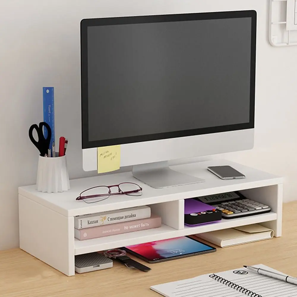 Stable Base Wood Desktop Computer Stand Easy Assemble Eyesight Protection Elevated Computer Holder Space Saving