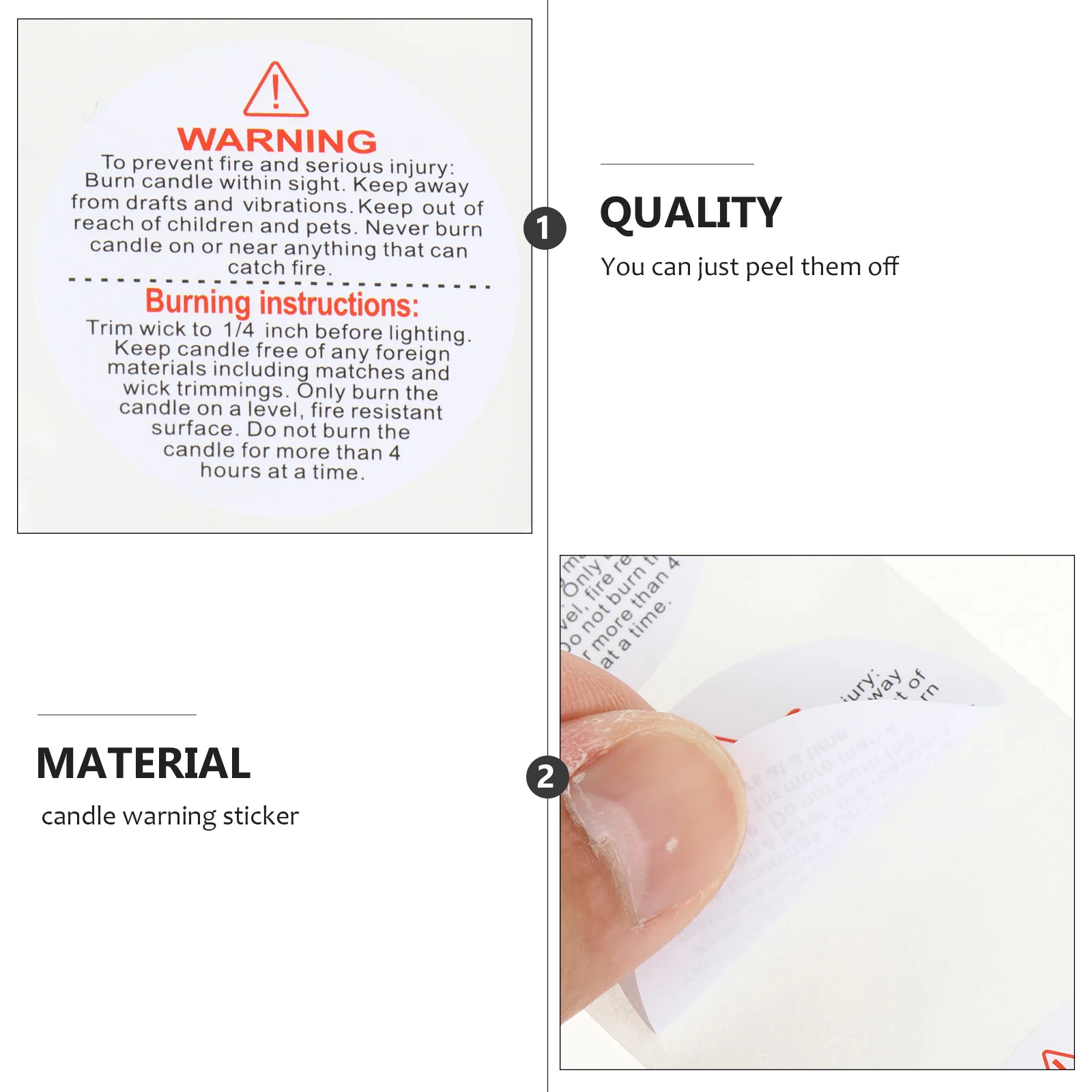 

Adhesive Jar Decals Removable Safe Round Labels For Safety Stickers Wax Melting Warning Decal Warning Labels Jar Safety