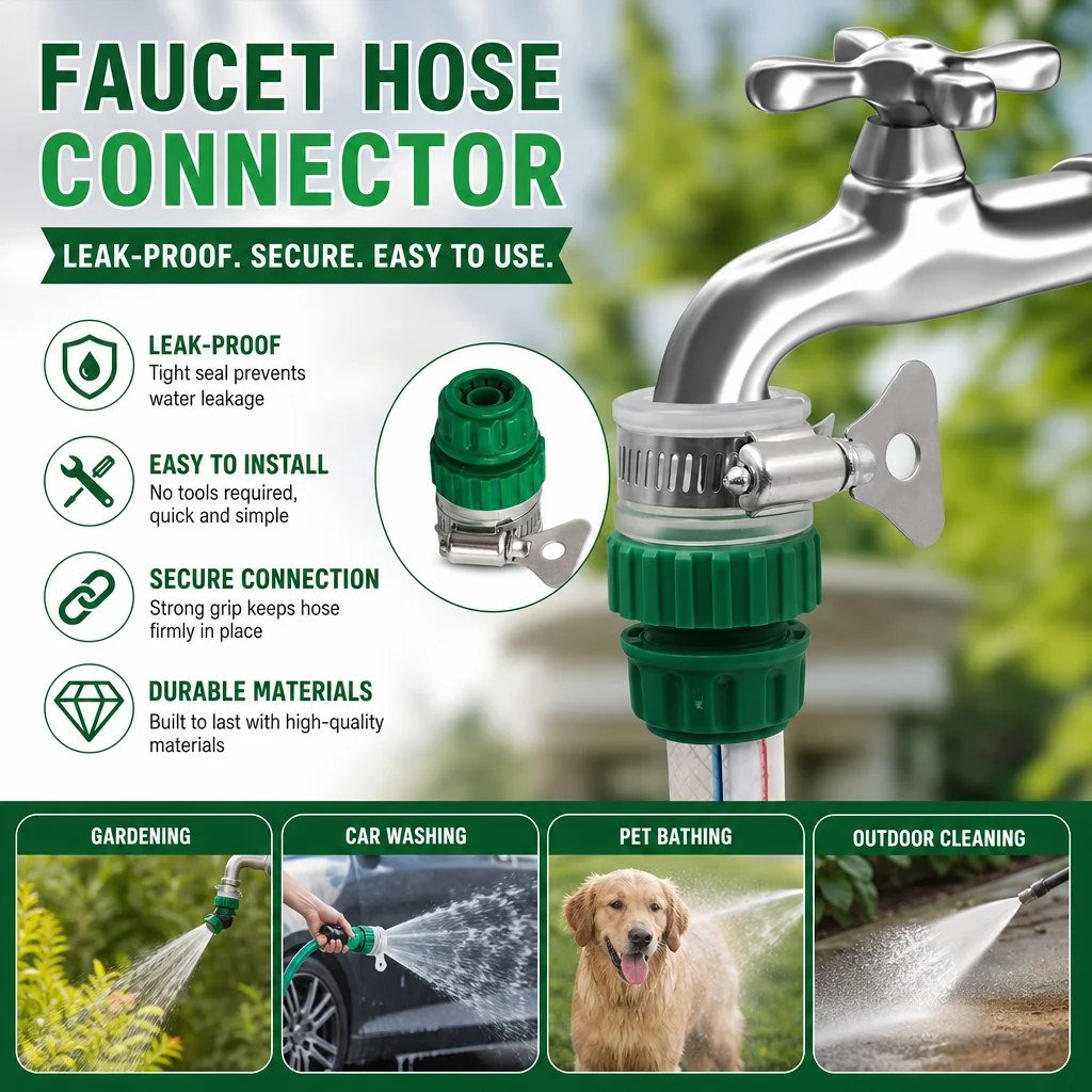 Universal Faucet Hose Connector | Leak-Proof Tap Adapter Quick Connect for Garden Hose Car Wash Pet Cleaning