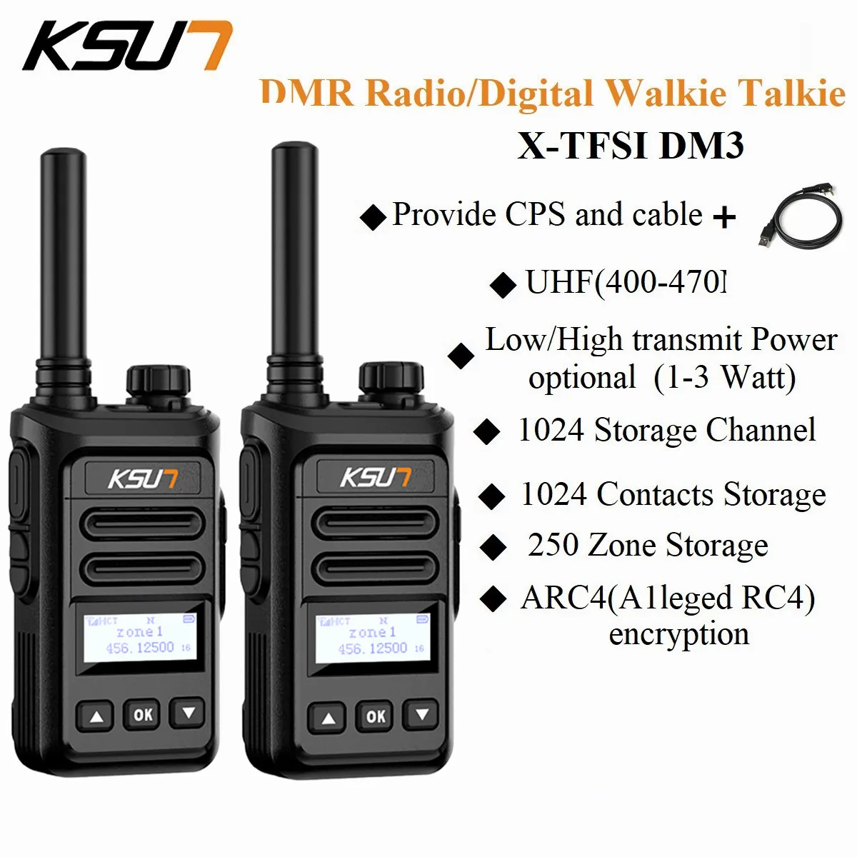 

KSUT 3W Digital Walkie Talkie Long Range 2pcs DMR Ham Radio Station Portable UHF Professional Transceiver Communication Wireless