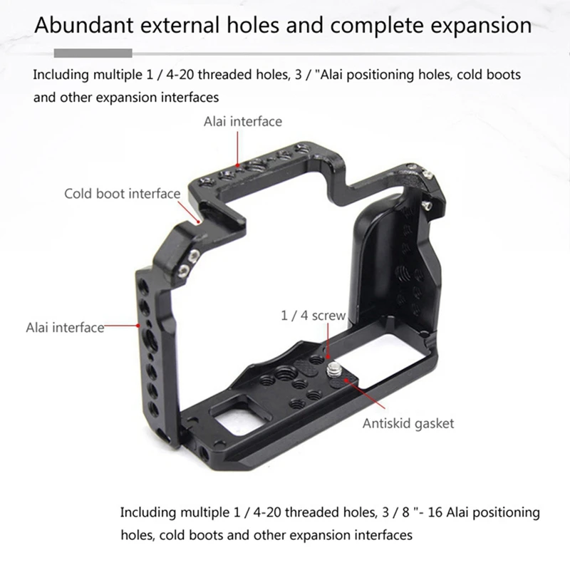 B31B Camera Cage for Fujifilm X-T30 X-T20 X-T10 X-T30II, Aluminum Alloy Protective Cage with Quick Release Plate, Black, Camera