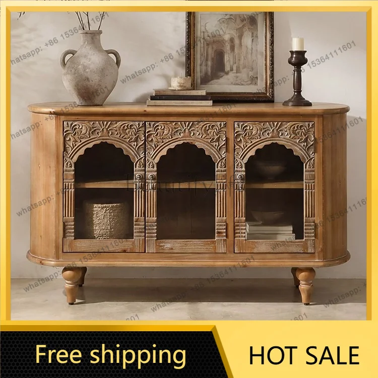 XX. French country retro solid wood dining side cabinet living room storage cabinet