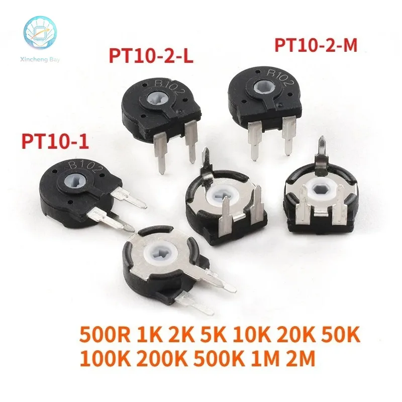 10pcs/lot Spanish Potentiometer PT10-2-L/M/L2.5 (Arrow Hole/Hexagonal Hole, Vertical/Horizontal Mount) 500R/1K/2K/3K/50K/100K/1M
