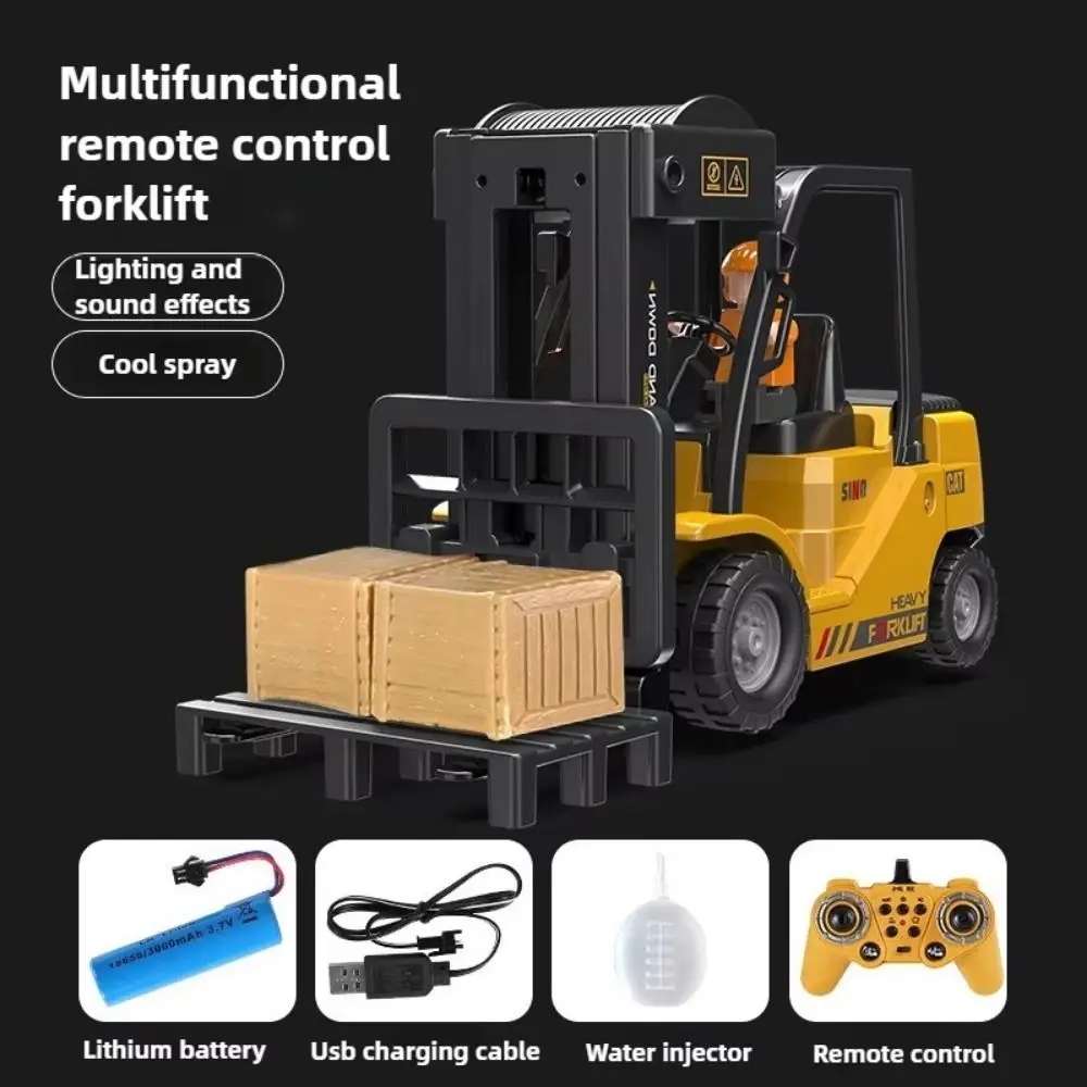 Kreatywny Wózek Widłowy Zdalnie Sterowany Światło Muzyka Symulacja Wózek Widłowy Zdalnie Sterowany Wytrzymała Funkcja Natrysku Ciężarówka RC Dla Dzieci