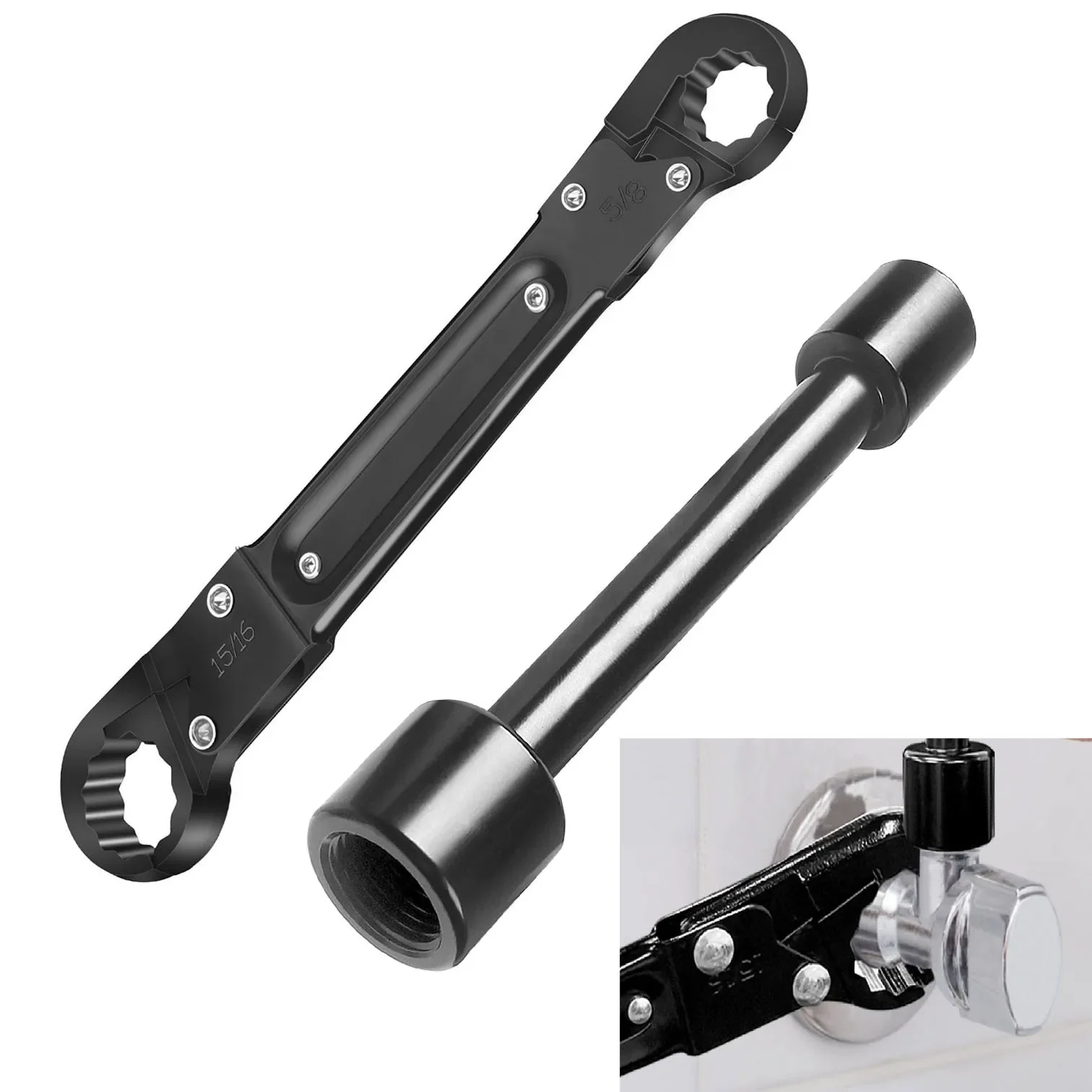 

Professional Plumbing Wrench with Dual Heads Designed for Tight Spaces and Valve Work Essential Tool for Every Plumber