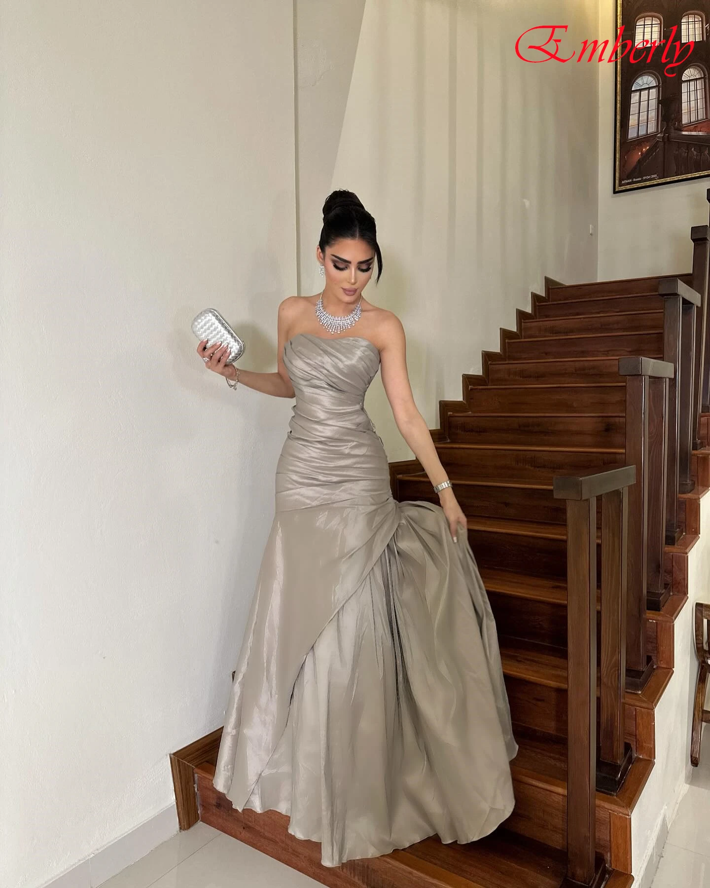 

Customized A-Line Strapless Elegant Formal Evening Dress and Fashion Temperament Celebrity Gowns High Quality Party Dress