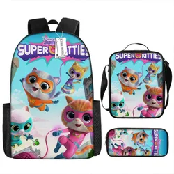 3 Pcs/set Printed Anime SuperKitties Backpacks Cute Rucksack Kindergarten Fashion Style Urban Laptop Bag SuperKitties Schoolbags