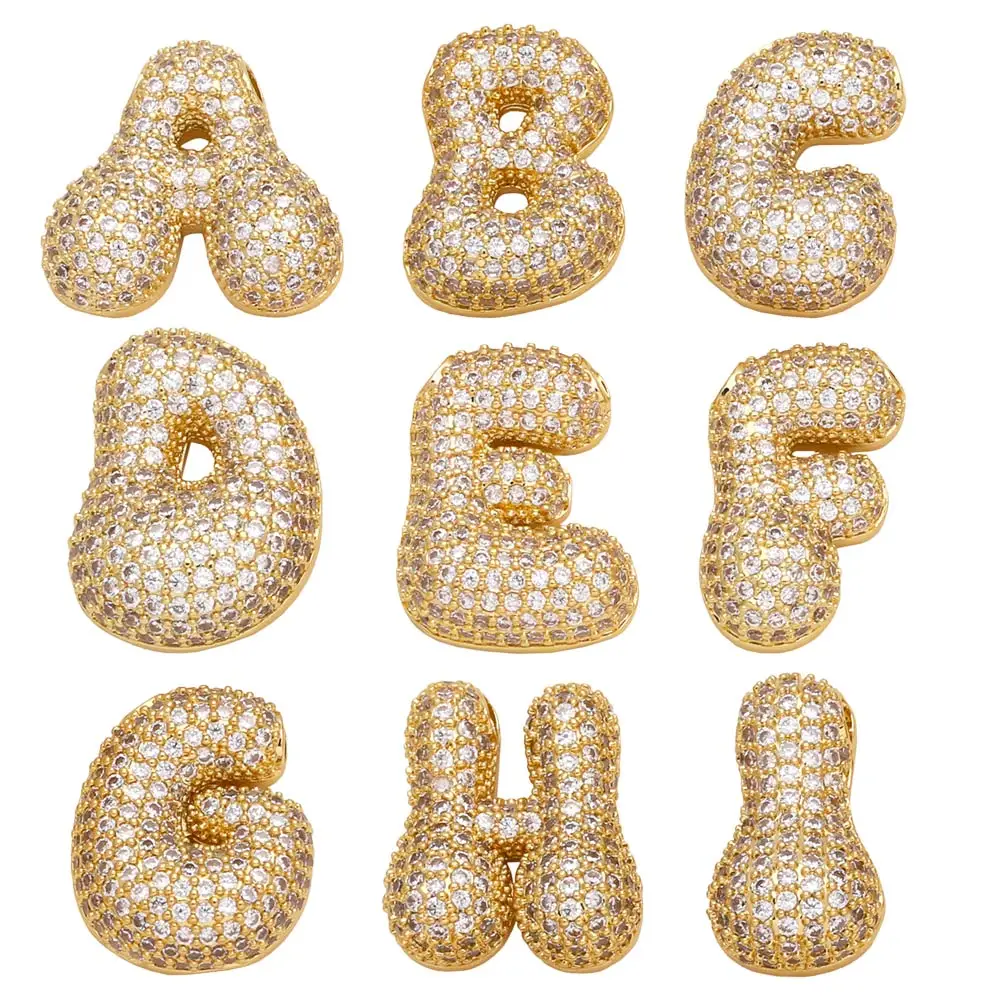 OCESRIO White Crystal Bubble Letter Pendant for Necklaces Ballon Initial Name Custom Necklace Jewelry Making Supplies pdtb594