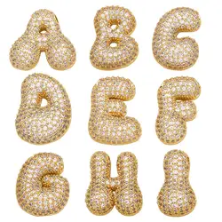 OCESRIO White Crystal Bubble Letter Pendant for Necklaces Ballon Initial Name Custom Necklace Jewelry Making Supplies pdtb594