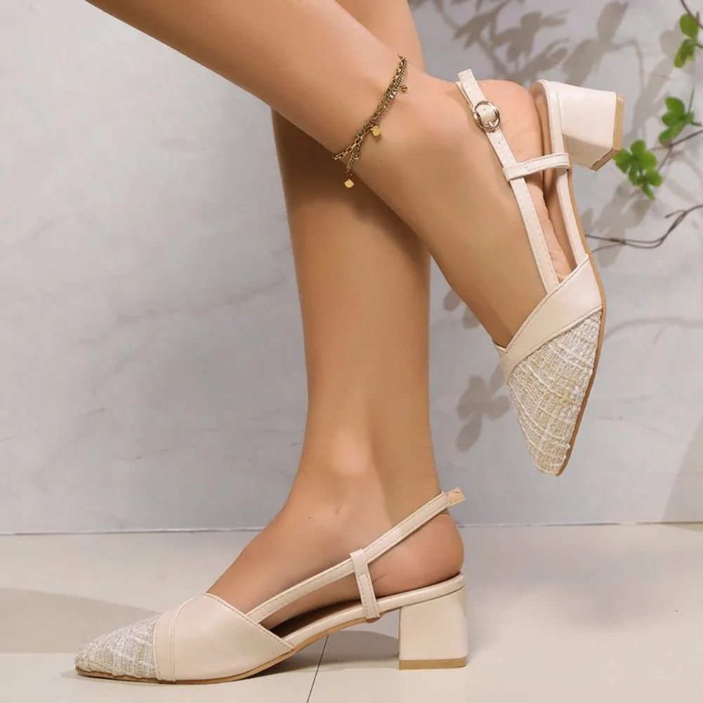 Damen Neue Baotou Sandalen 2026 – Lässige spitze High Heels für Outdoor-Mode mit Schnalle, bequeme Plateau-Sandaletten, Einzelschuh, Zapatos – Detail 6