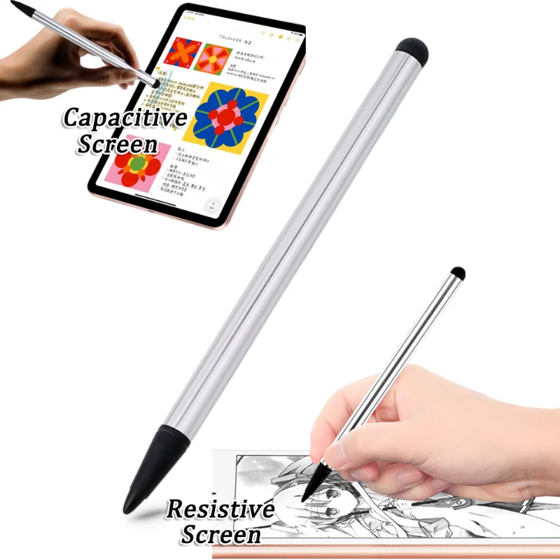 2in1 Touch Screen Pens Universal Capacitive-Resistive Stylus Pens Rubber Head Touch Pen Drawing Pencil Tips for Iphone Android