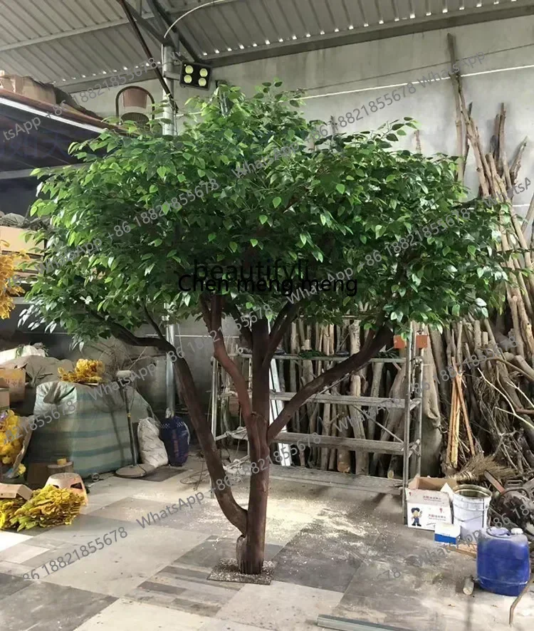 z183  Simulation Big Tree Fake Banyan Large Plant Living Room Pachira Macrocarpa Solid Wood Trunk Decoration Landscape