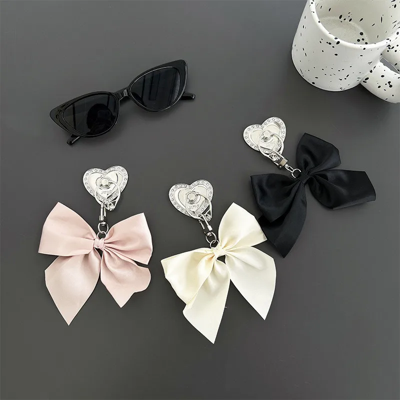 

Ribbon Bow Mobile Phone Holder Finger Ring Heart Ring Satin Expanding Stand Finger Grip For Iphone 16 17 Mobile Phone Bracket
