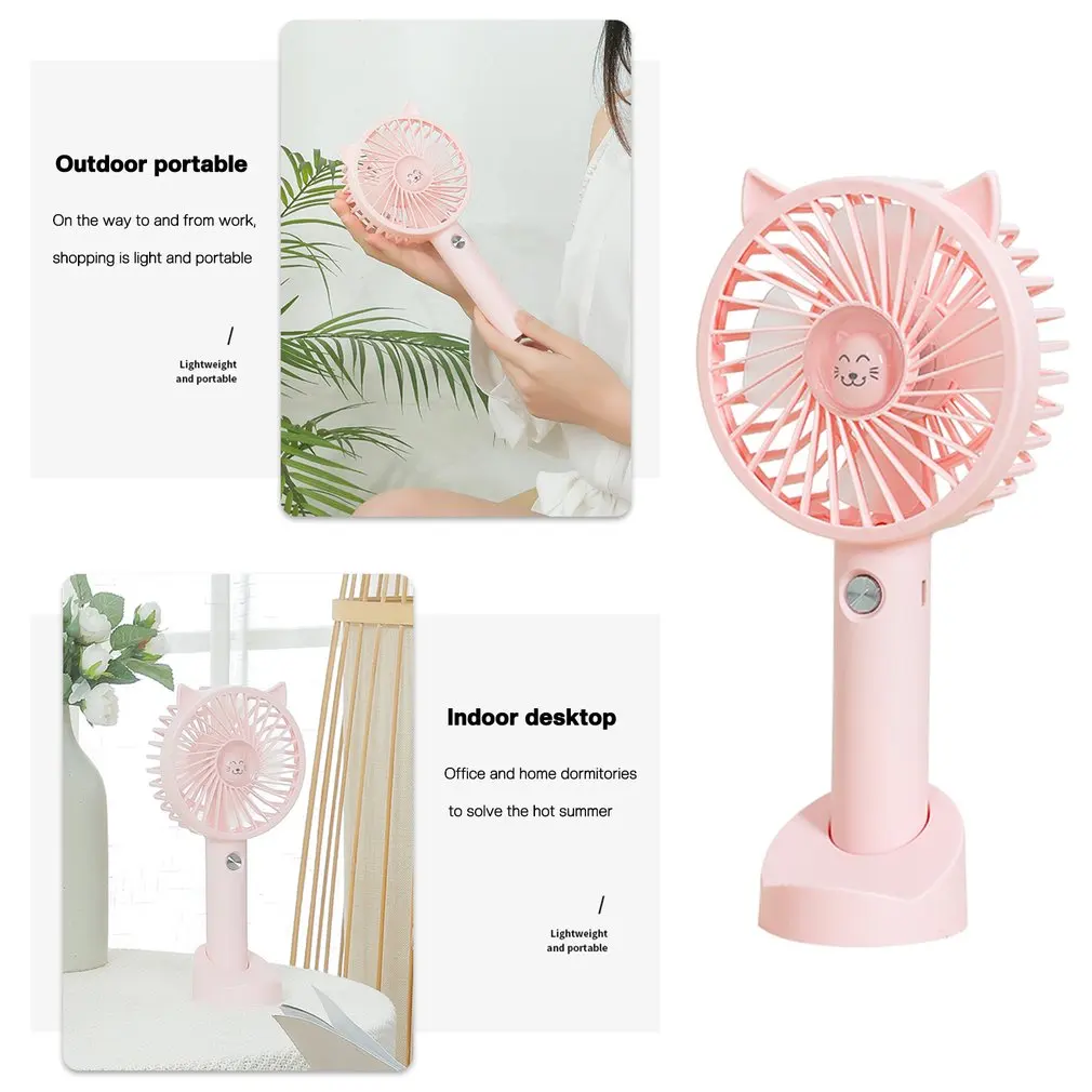 Portable Usb Rechargeable Fans Mini Cat Handheld Fan Cooling Desktop Fan With Base 3 Modes For Travel Outdoor Dropshipping