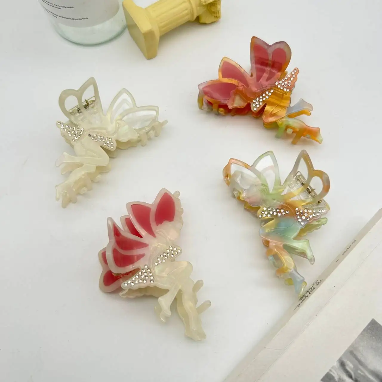 

Заколка для волос «Бабочка» с градиентом и стразами в стиле феи-эльфа, женский аксессуар для волос в волшебном стиле