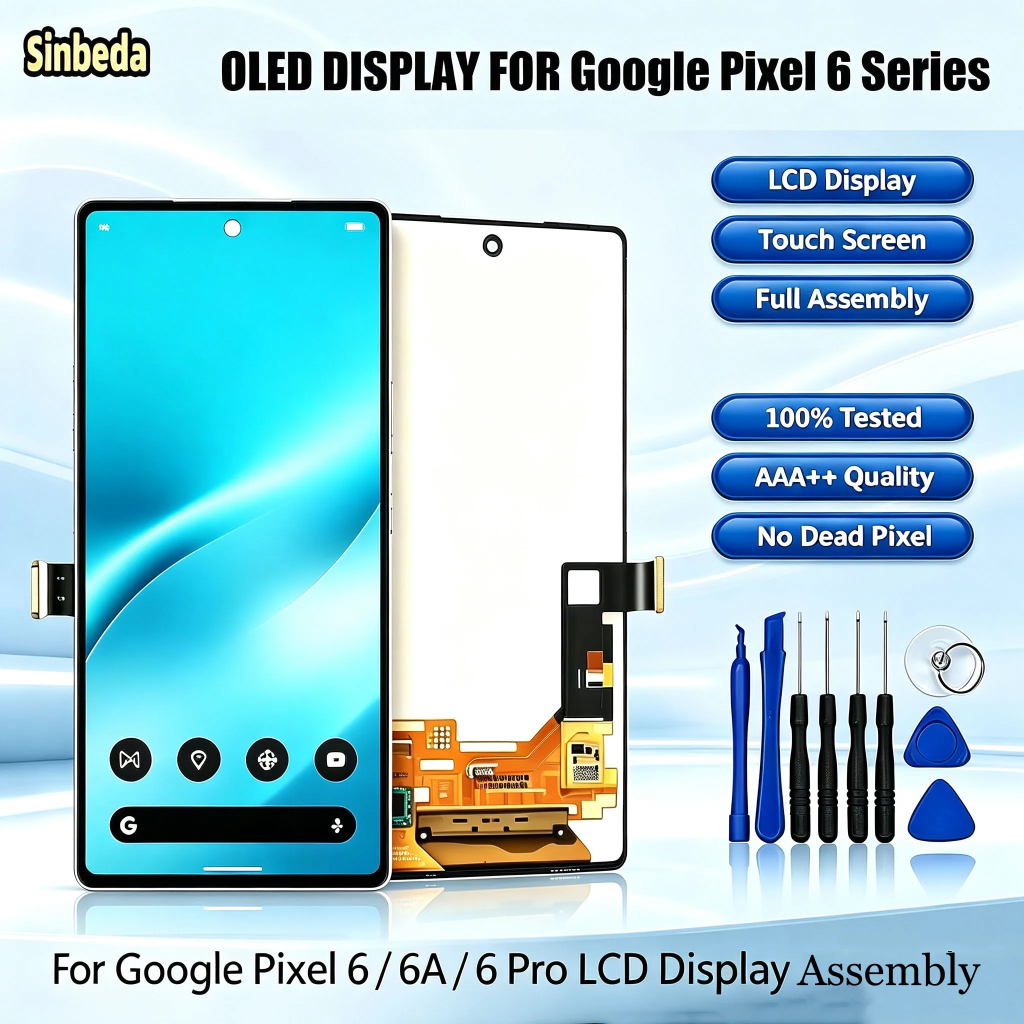100-tested-oled-for-google-pixel-6-6a-6pro-screen-with-frame-replacement-lcd-digitizer-assembly-touch-screen-display-with-tools