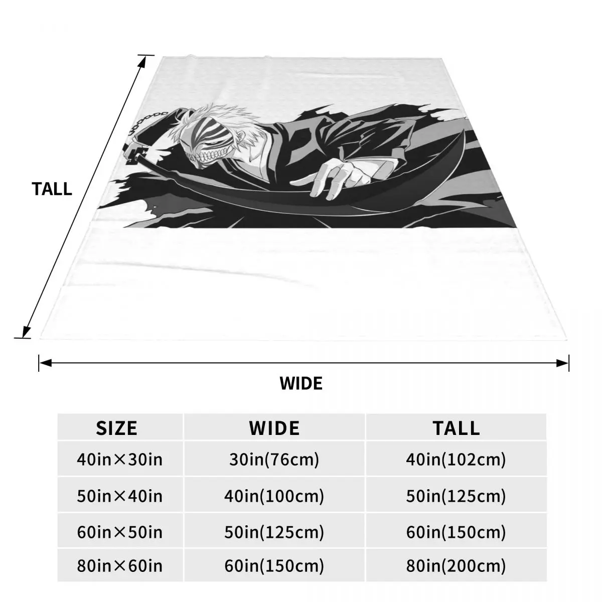 Ichigo Kurosaki Anime Blanket Fleece Sofa Throw Blanket Portable for Home Bedroom Office Throws Bedspread Quilt