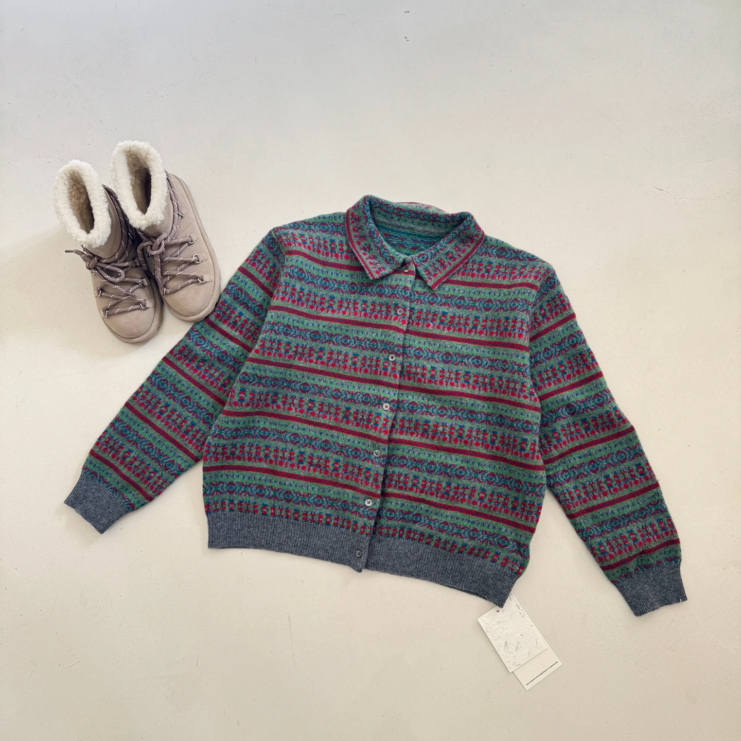 

Женский шерстяной свитер Rose Sister большого размера с воротником, винтажным узором, на осень-зиму, повседневный, с длинными рукавами, вязаный