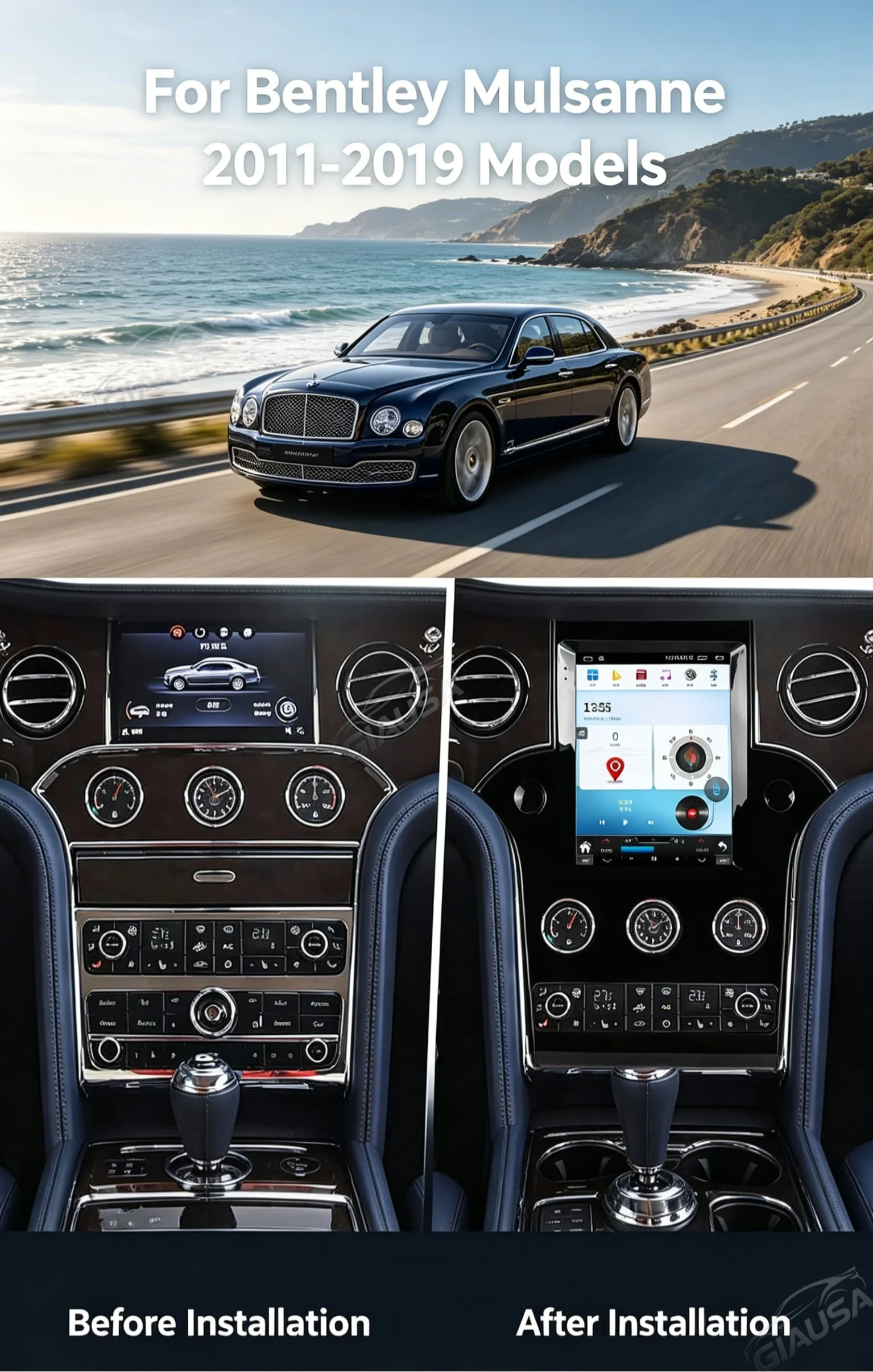 Android 14 For Bentley Flying Spur Continental GT 2012-2019 CarPlay Qualcomm Android Auto Car Radio Multimedia Head Unit