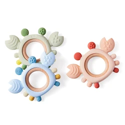 Baby Silicone Teether Cartoon Crab Teether Ring Baby Anti-eating Hand Molar Stick Relieve Discomfort During Teething Accessory