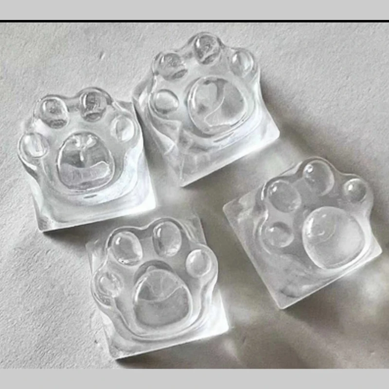 1PC Cute Transparent Resin Cat Claw Key Caps for Mechanical Keyboard Computer Translucent DIY Cherry Customized ESC WASD Key Cap