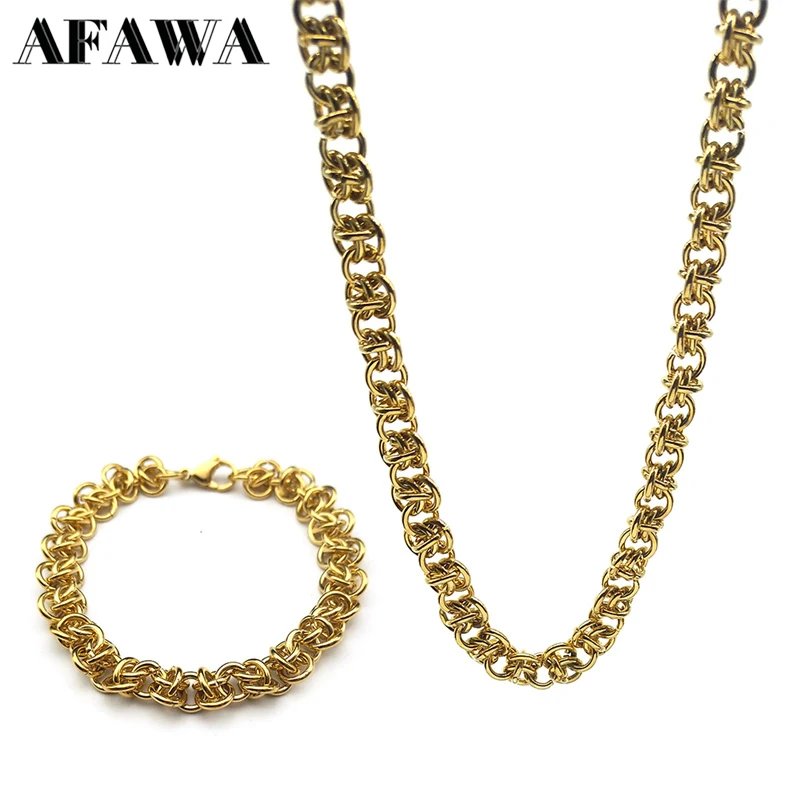 Chunky Knotted Circle Link Chain Necklace for Women Men Gold Color Stainless Steel Hiphop Necklace Male Chains Jewelry