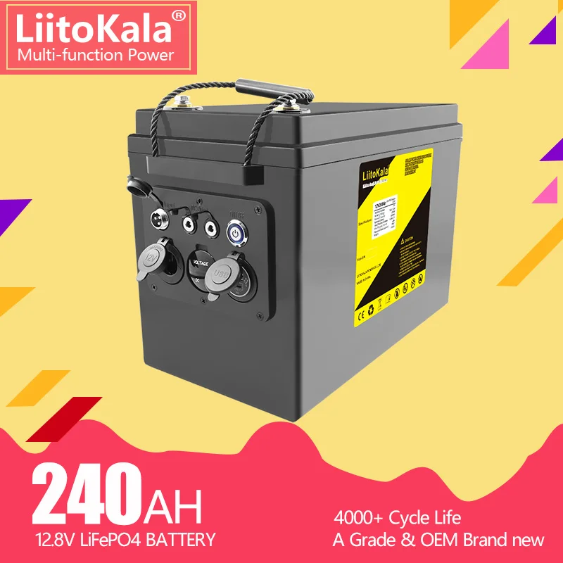 liitokala lithium power battery lifepo4 battery 128v campistas rv carrinho de golfe off road off grid solar vento 200ah 240ah 01