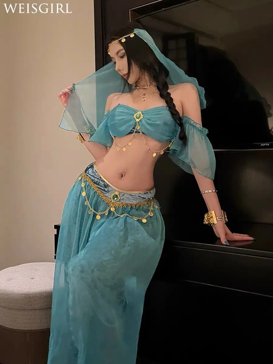 

Sexy Goddess Uniforms Cosplay Egyptian Queen's Belly Dance Aladdin Indian Dance Exotic Hotel Nightclub Clothing