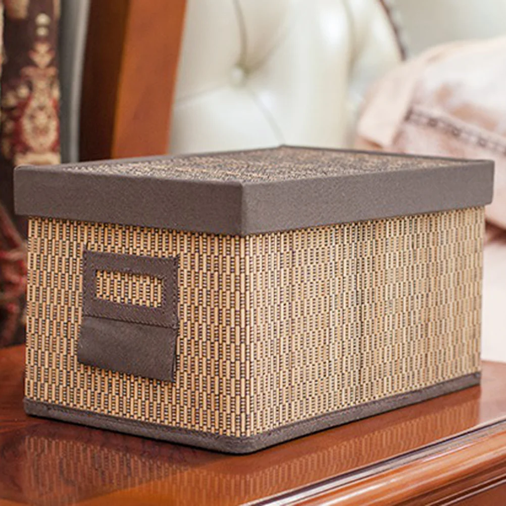 

Bamboo Storage Basket Foldable Home Laundry Storage Bin Stain Resistant Handles Lightweight Sundries Organizer Bedroom