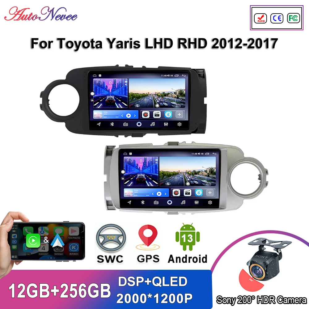 Android 14 Car Radio Multimedia Video For Toyota Yaris LHD RHD 2012-2017 Carplay Stereo gps Navigation No 2din GPS Navigation