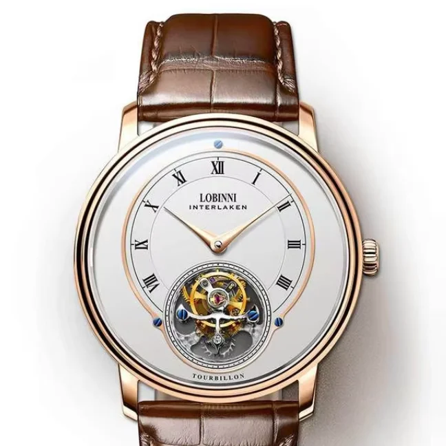 

LOBINNI мужские часы с турбийоном 40 мм механические наручные часы с ручным заводом бизнес с сапфировым стеклом скелетон кожаный ремешок