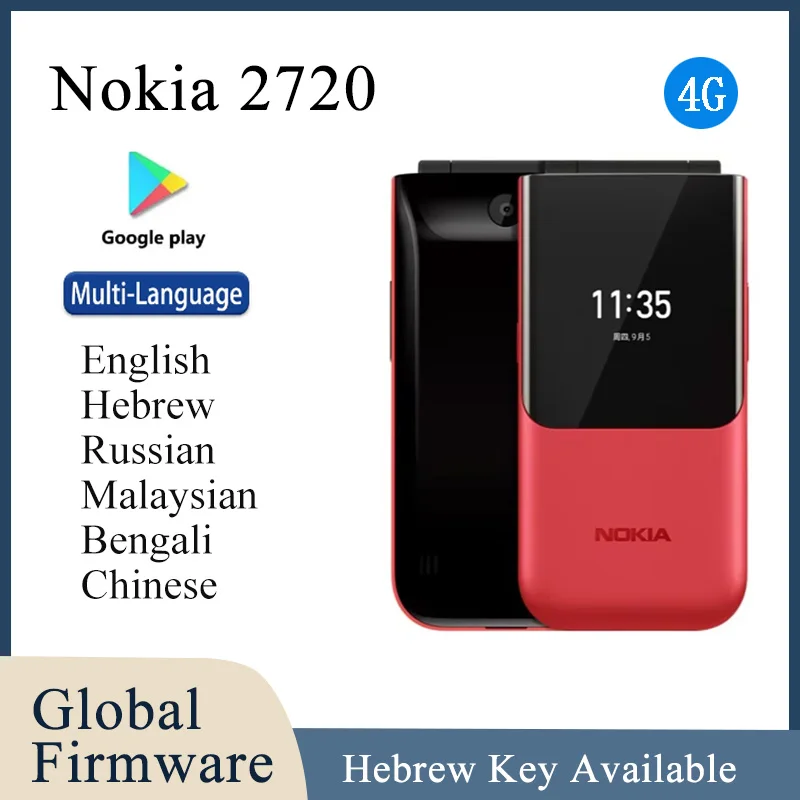 Nokia 2720 4G Phone CPUQualcomm Snapdragon 205 Battery capacity 1500mAh original used phone