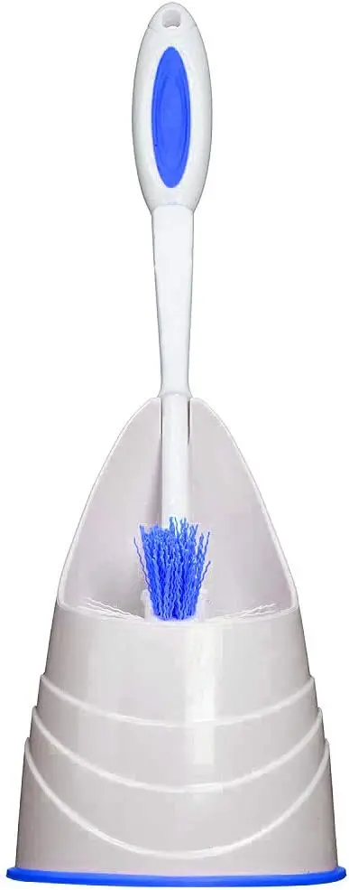 

White Toilet Bowl Brush & Holder with Comfort Grip for Deep Cleaning, Avoids Dirt in Bathroom