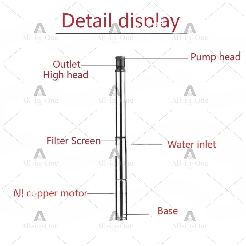 1500W 2HP Bomba 3Inch Body Solar Electric Submersible Borehole Water Pump for Farming Kit   2Inch Outlet Hose Powerful DC