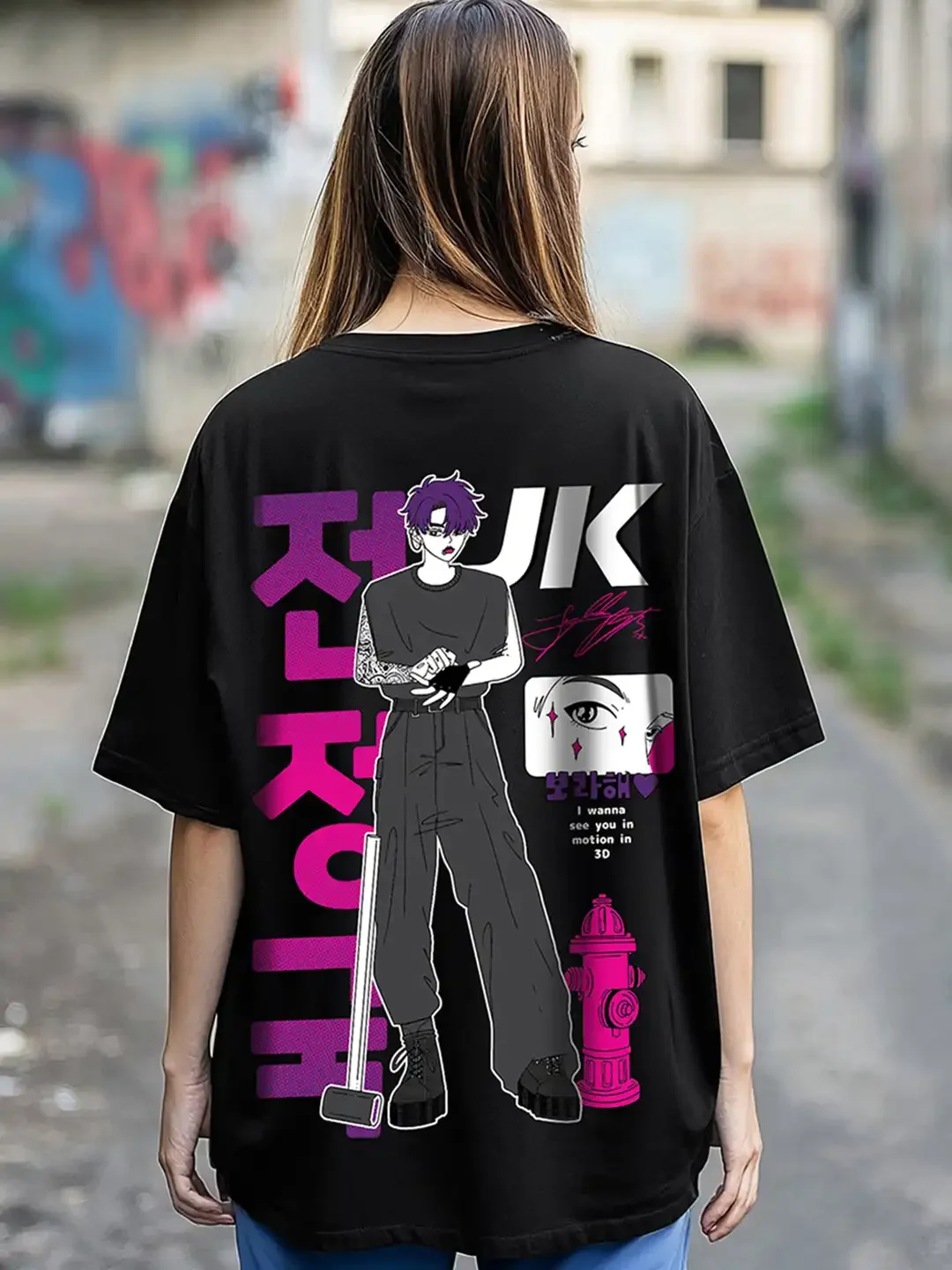 2026 Jungkook JK Anime Graphic T Shirt  Fans Short Sleeve Tee Men Women Streetwear Back Print T-shir