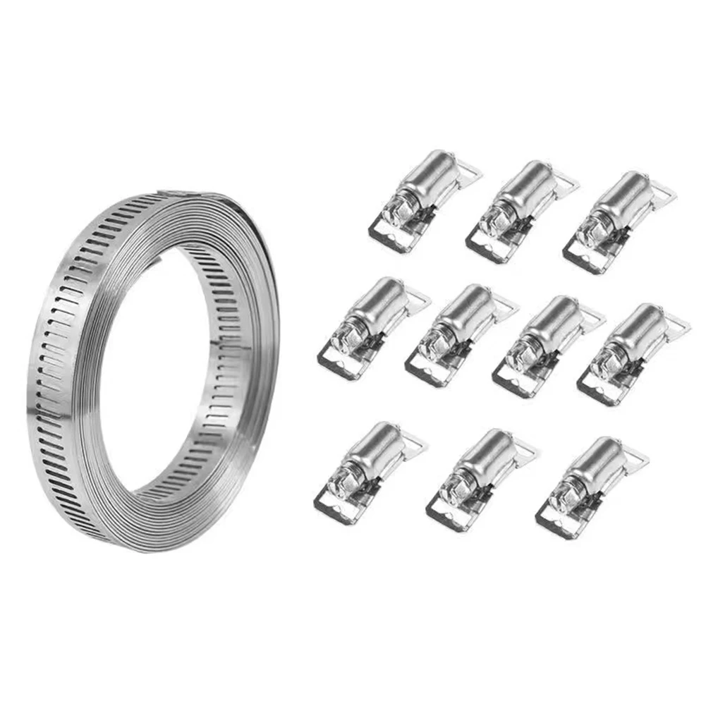 Buy With Confidence 304 Stainless Steel Clamp Clamp Through Hole 12.6mm Width 5 Meters Length Detailed Buckle Design