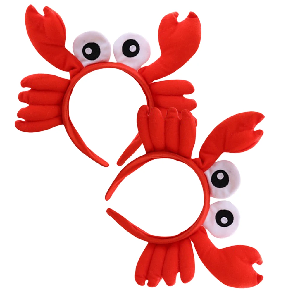 

2Pcs Big Eyes Crab Headband 25x20cm Halloween Cosplay Red Hairband Decorative Baby Animal Hoop Party Prop Ocean Style