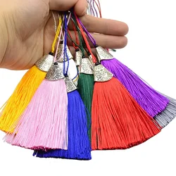 5/10Pcs Polyester Silk Tassel 8cm/3.15in with Antique Silver Cap Tassel DIY Crafts Bookmark Tassel Jewelry Making Accessories