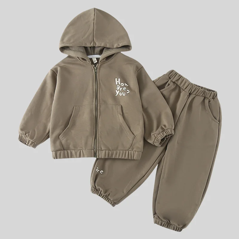 

Autumn New Kids Tracksuit Set 2 Piece - Hooded Zip-Up Jacket & Loose Casual Pants 2-10Y Children Casual Sportswear Outfit