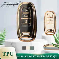 jingyuqin New TPU Car Remote Smart Key Cover Case Shell for Audi A1 A3 A4 A5 A6 A7 A8 Quattro Q3 Q5 Q7 2009-2015 Accessories