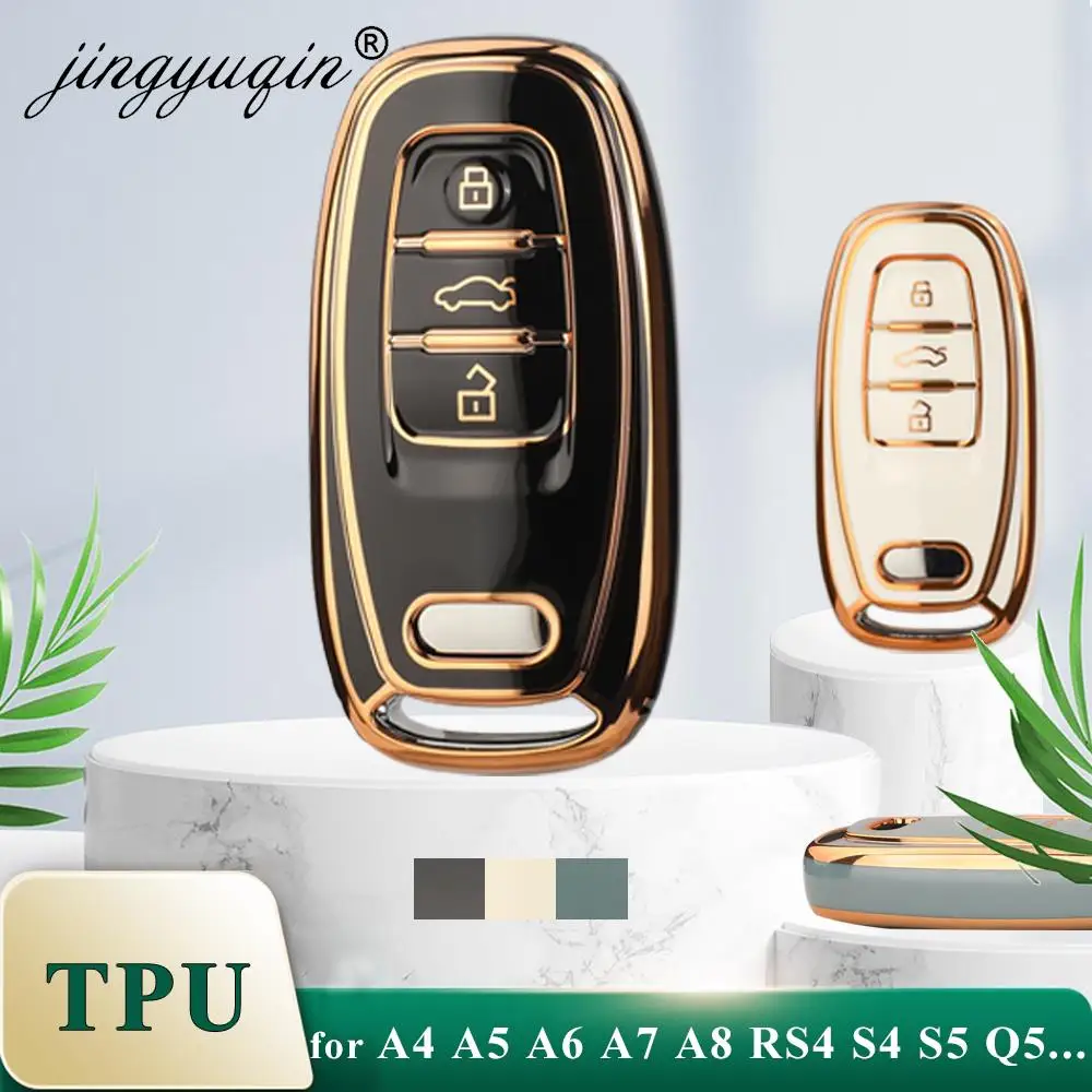 jingyuqin New TPU Car Remote Smart Key Cover Case Shell for Audi A1 A3 A4 A5 A6 A7 A8 Quattro Q3 Q5 Q7 2009-2015 Accessories