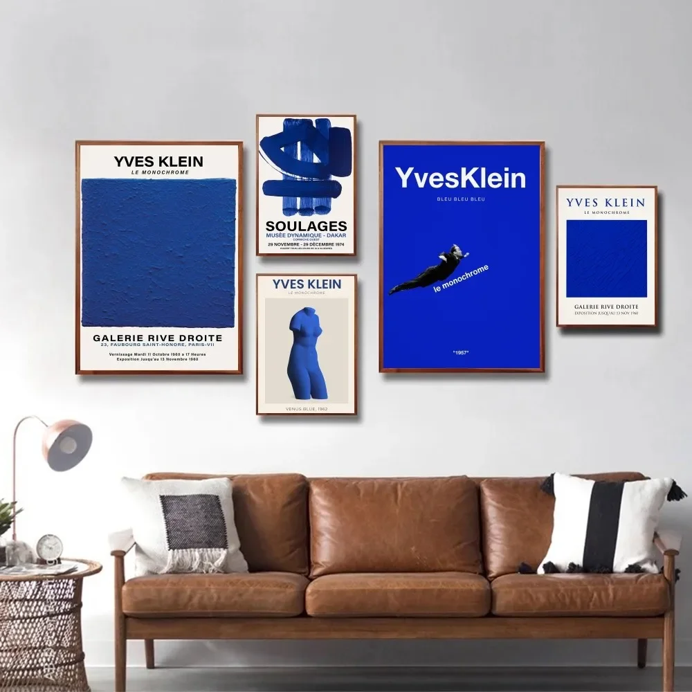 Yves Klein Blue Exhibition Gallery Poster Canvas Painting Modern Home Living Room Bedroom Bar Coffee Shop Art Decoration Gift